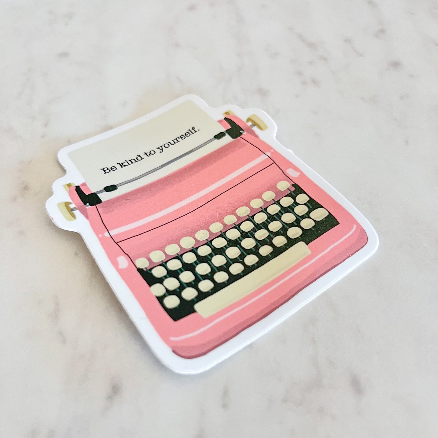 Typewriter Waterproof Sticker "Be Kind to Yourself"