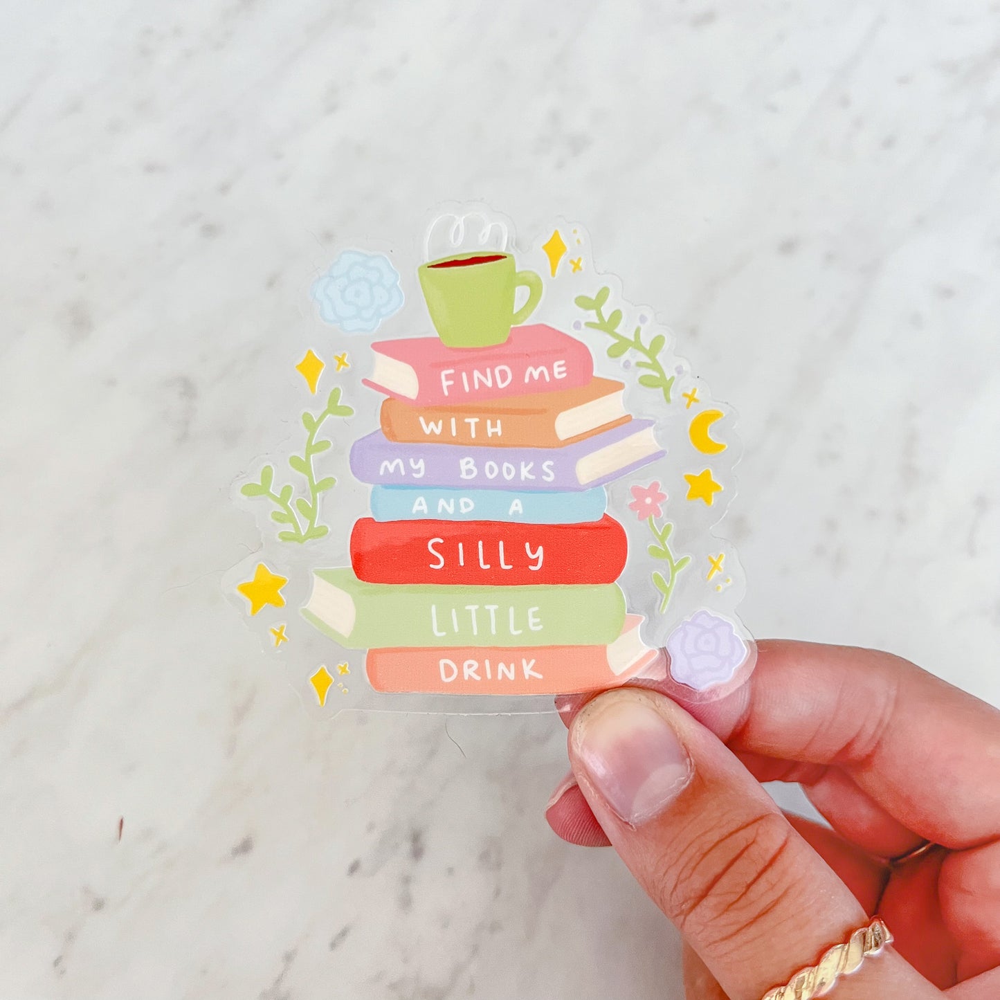 Book & Coffee Lovers Waterproof Sticker