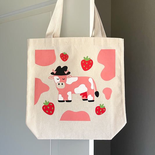 Strawberry Cow Tote Bag