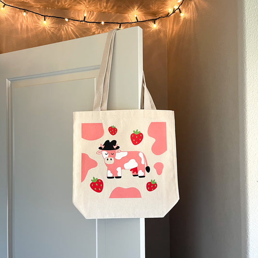Strawberry Cow Tote Bag