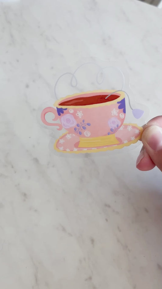 Vintage Tea Cup Waterproof Sticker